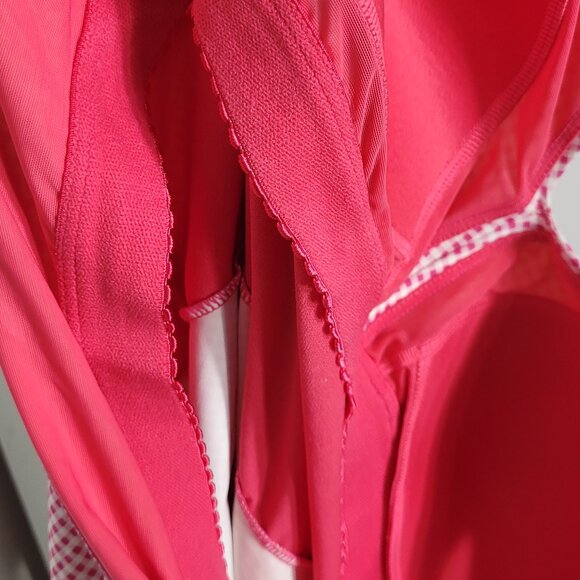 Pink & White Swimsuit Bikini Top VNeck Pullover Double Layer Tank Plus Size 1X - Picture 8 of 12